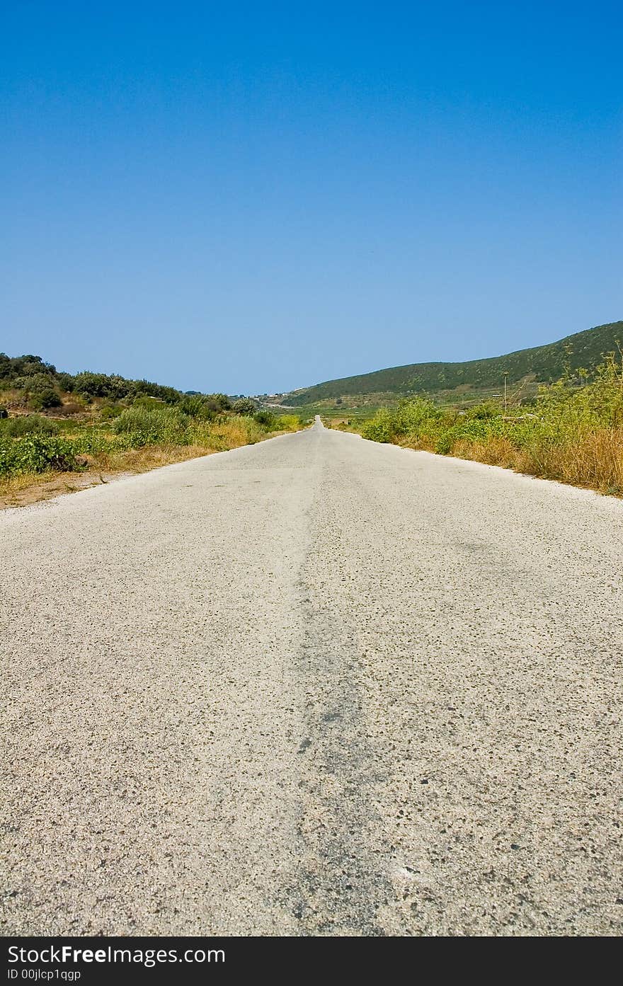 Isolated straight road