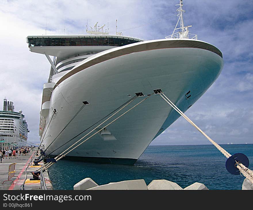 Moored cruise ship at the pier