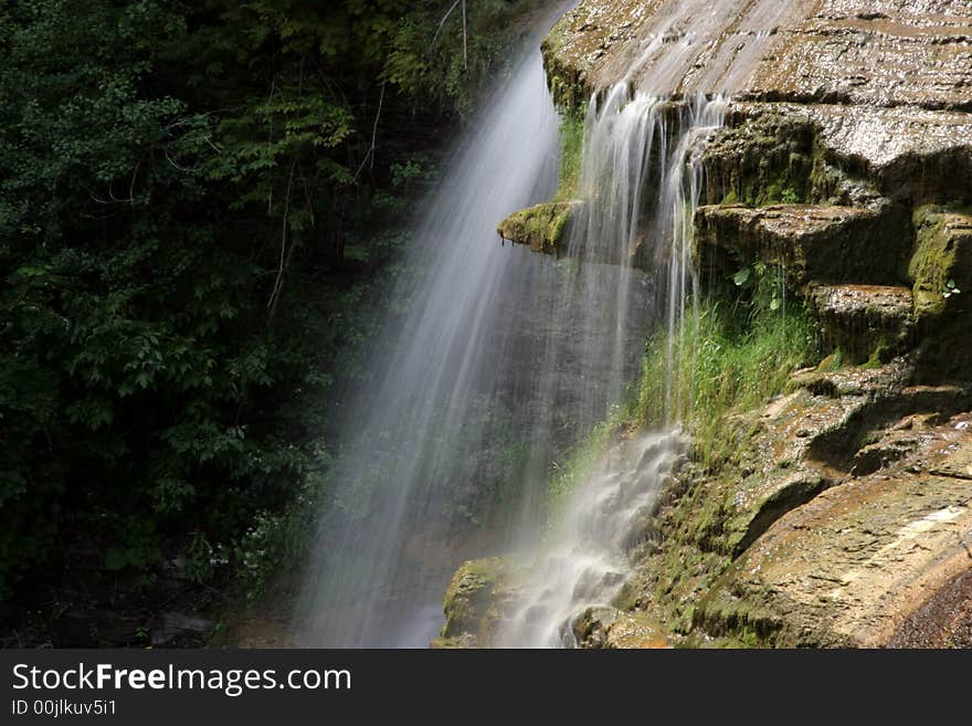 A refreshing misty waterfall in Central New York.