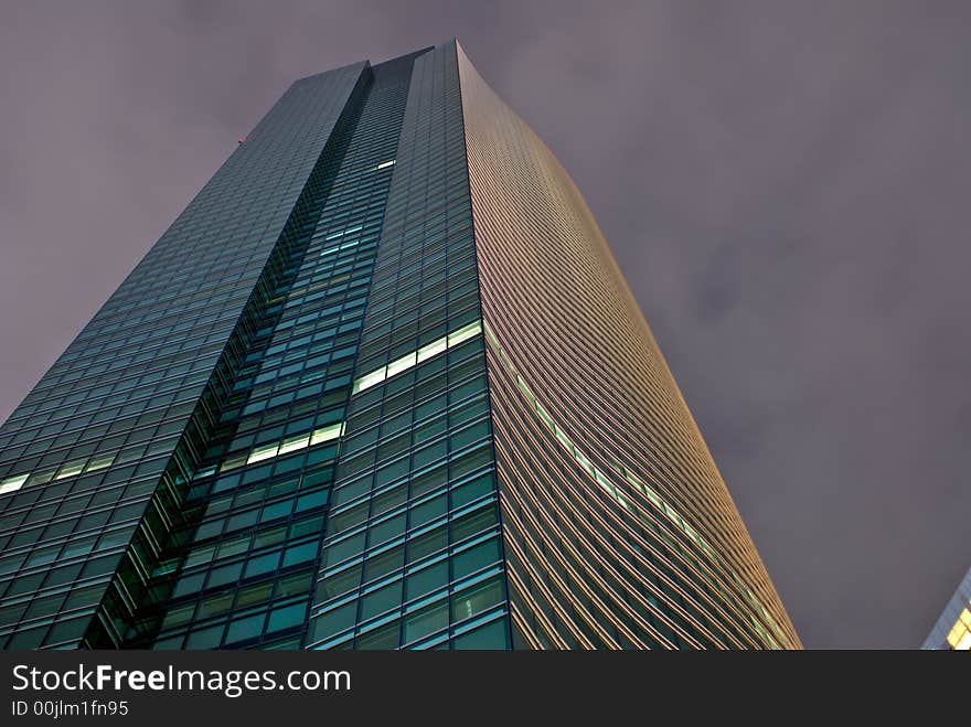 One of the high rises in ShioDome, Tokyo, right in front of Dentsu building and close to the Tokyo Bay, shot taken at night, five seconds exposure. One of the high rises in ShioDome, Tokyo, right in front of Dentsu building and close to the Tokyo Bay, shot taken at night, five seconds exposure.