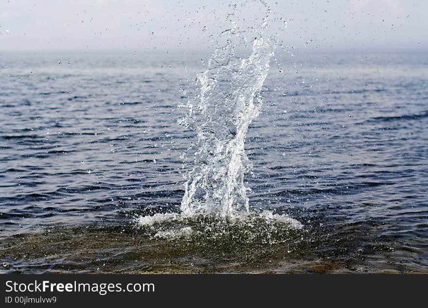 Splashes on the lake Baikal surface