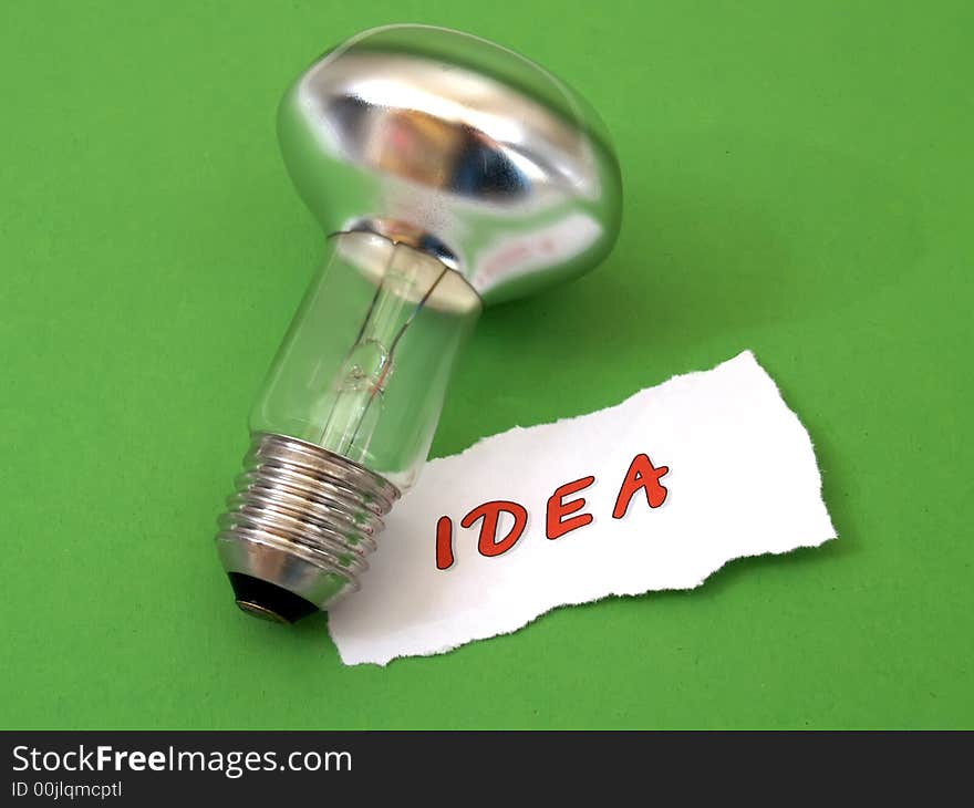 Idea, bulb on green