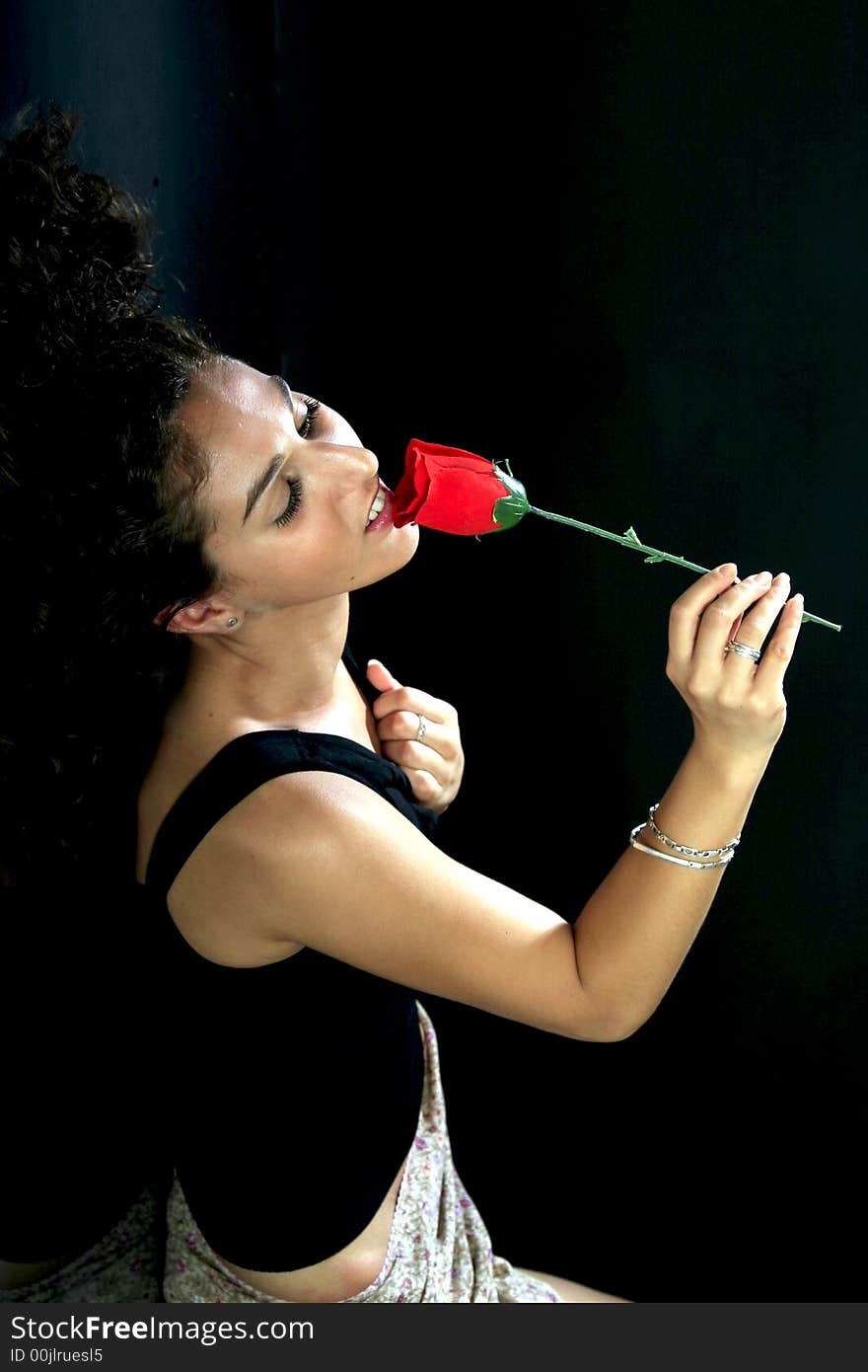 The girl with her rose. The girl with her rose