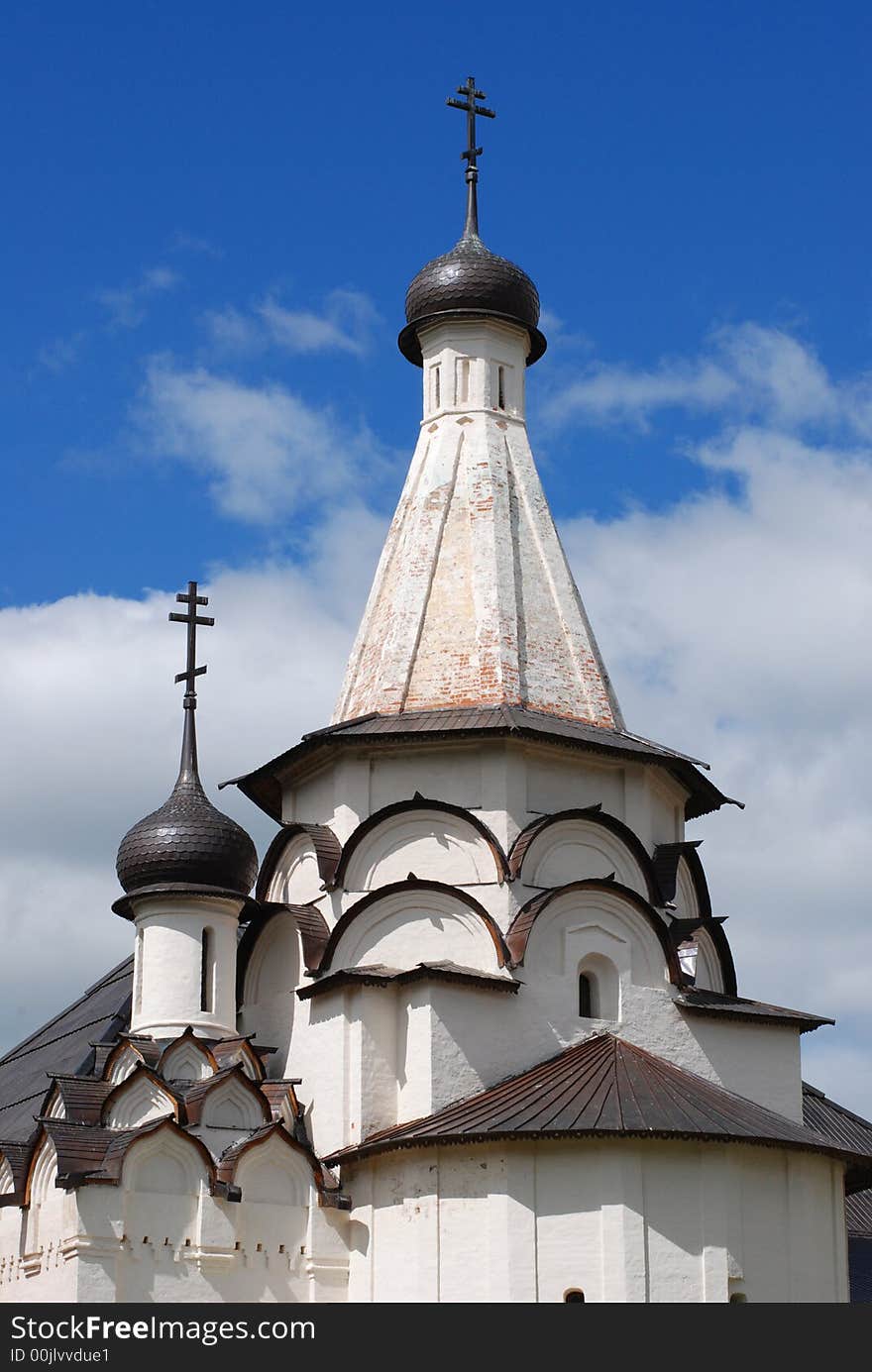 Two black domes of old church