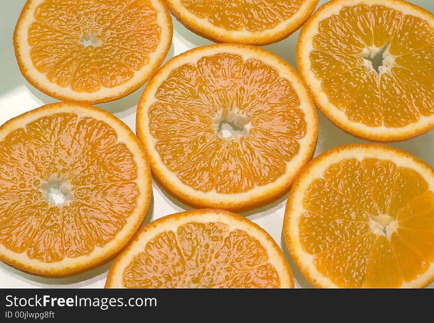 Orange slices on the table