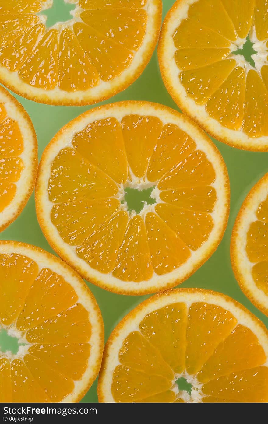 Orange slices on the table