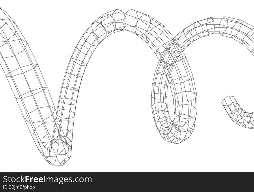 3d helix as grid in black over white. 3d helix as grid in black over white