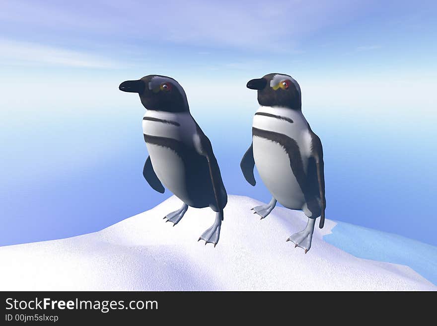 3D render of penguin at the artic