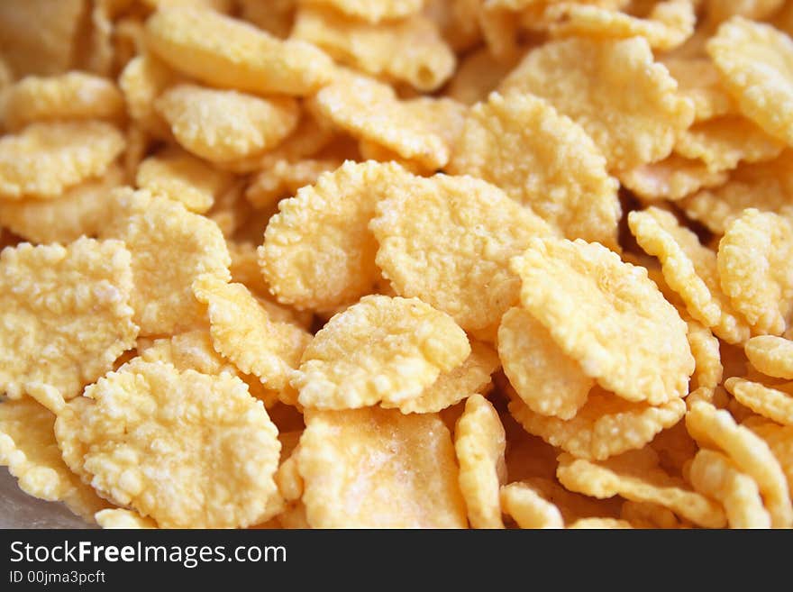 On a photo corn-flakes. A photo close up