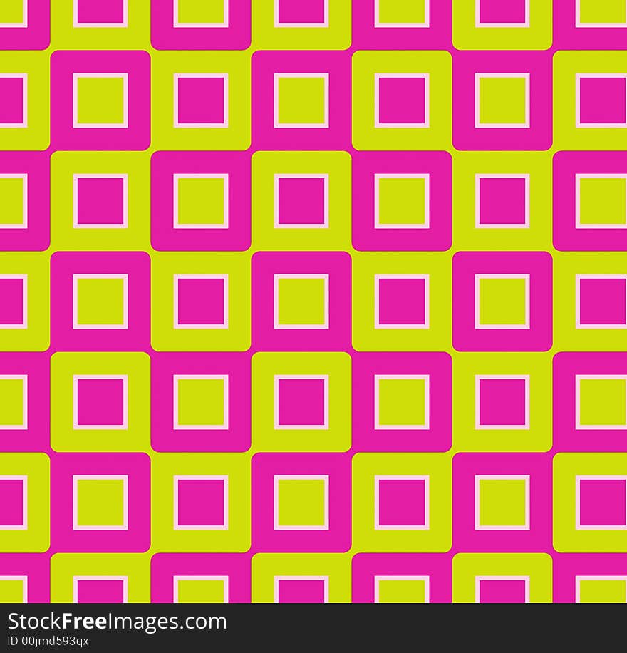 Retro abstract of rounded squares in hot pink and lime green. Retro abstract of rounded squares in hot pink and lime green