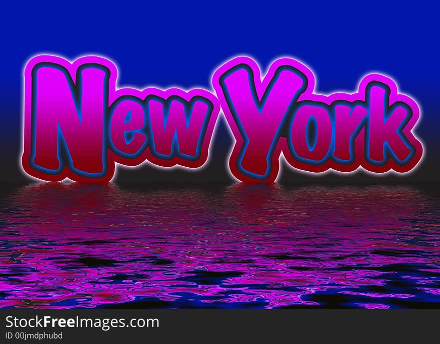 Newyork in pink with blue back ground. Newyork in pink with blue back ground