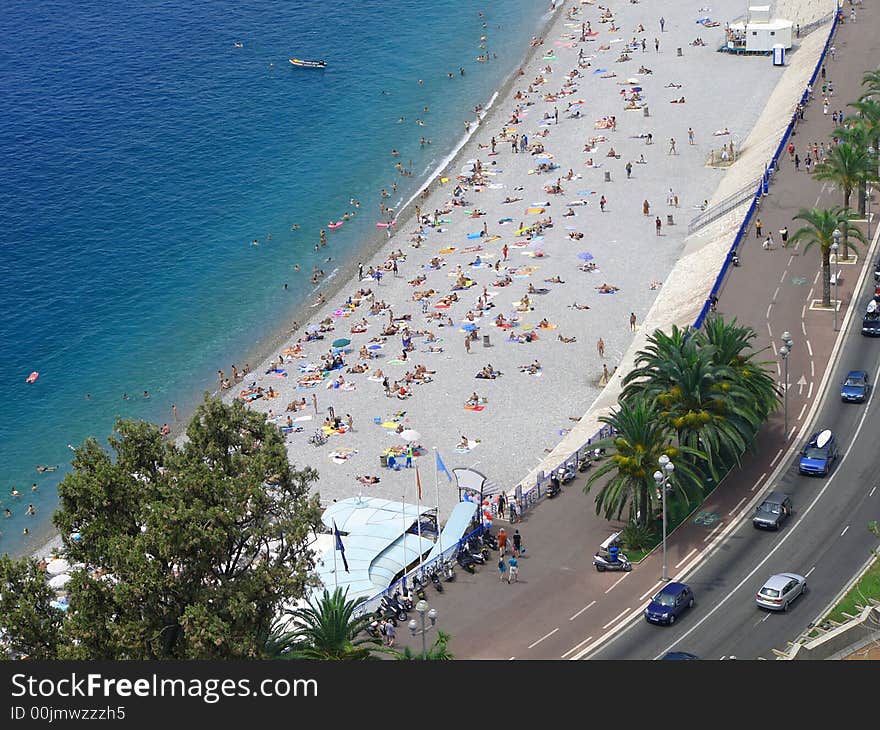 The Beach In Nice, France.