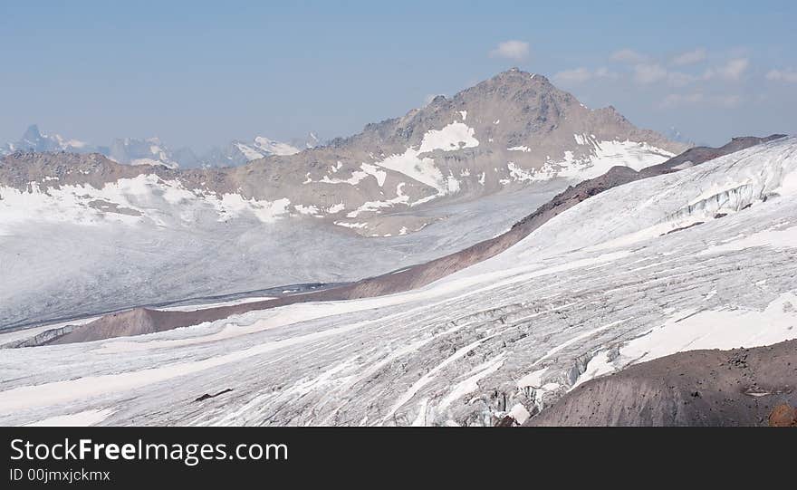 Big glacier on top of mt. Elbrus