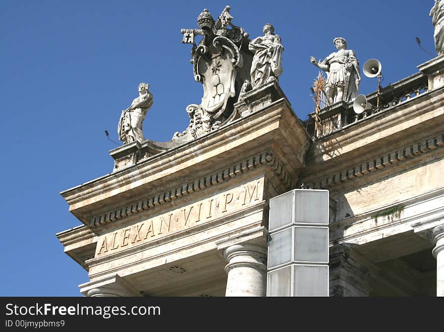 Detail of the statues surrounding the Saint Peter Plaza in Rome, Italy. Detail of the statues surrounding the Saint Peter Plaza in Rome, Italy