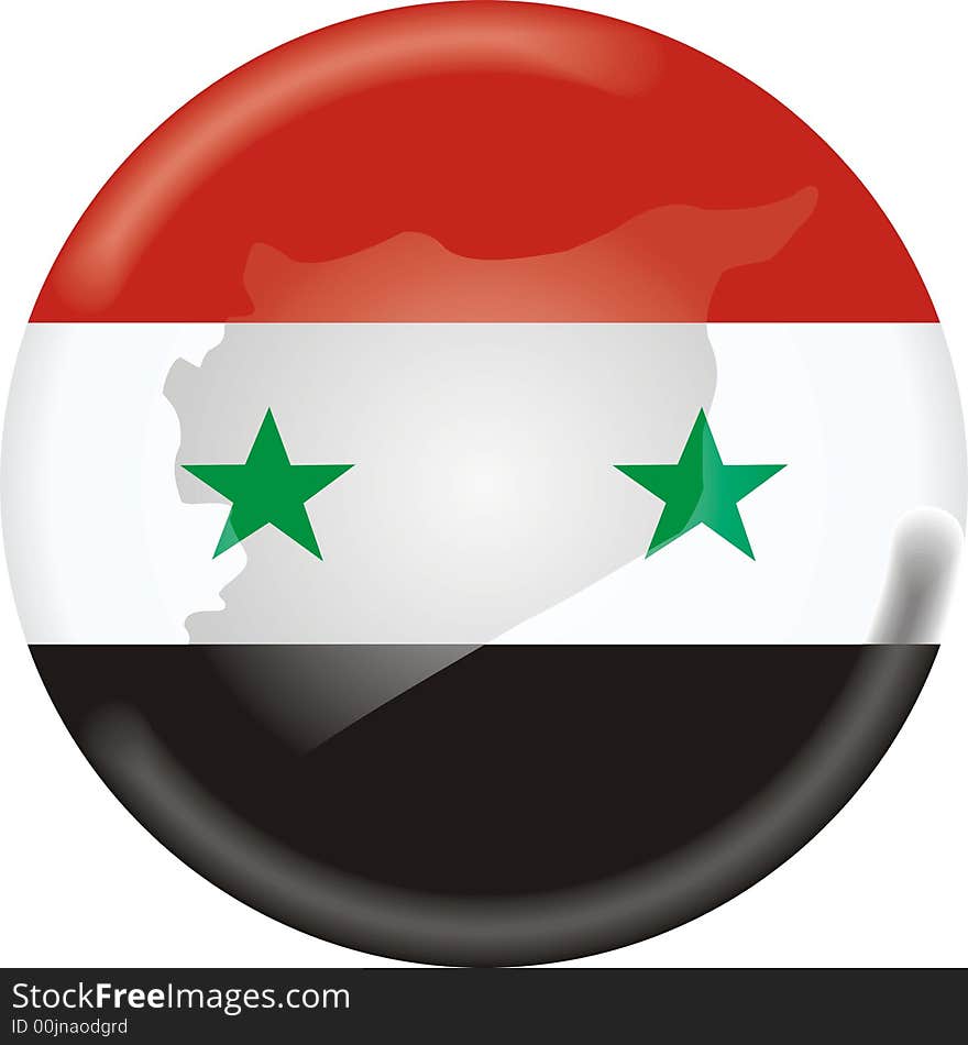 Art illustration: round medal with map and flag of syria