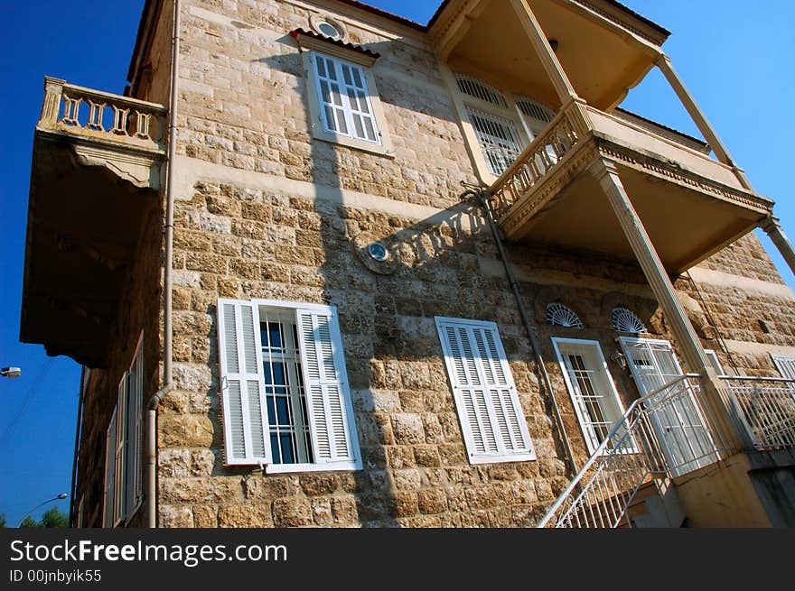 Image one of most famous traditional lebanese  houses built with local arranged stone. Image one of most famous traditional lebanese  houses built with local arranged stone