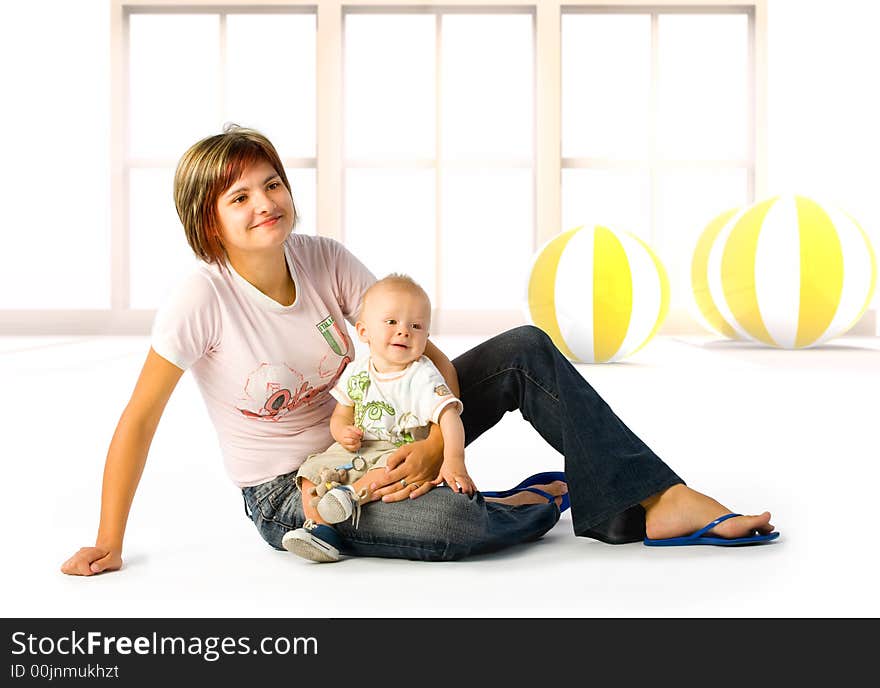 Baby playing with his mom. Baby playing with his mom.