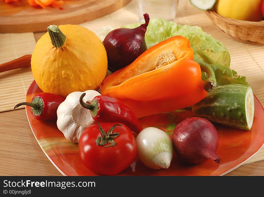 Many fresh vegetables on table. Many fresh vegetables on table