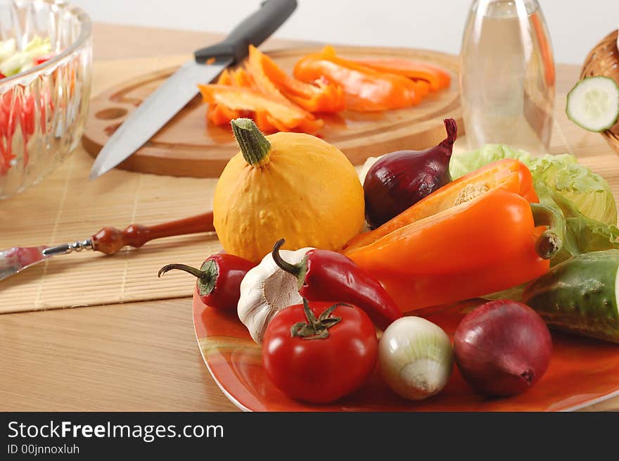 Many fresh vegetables on table. Many fresh vegetables on table