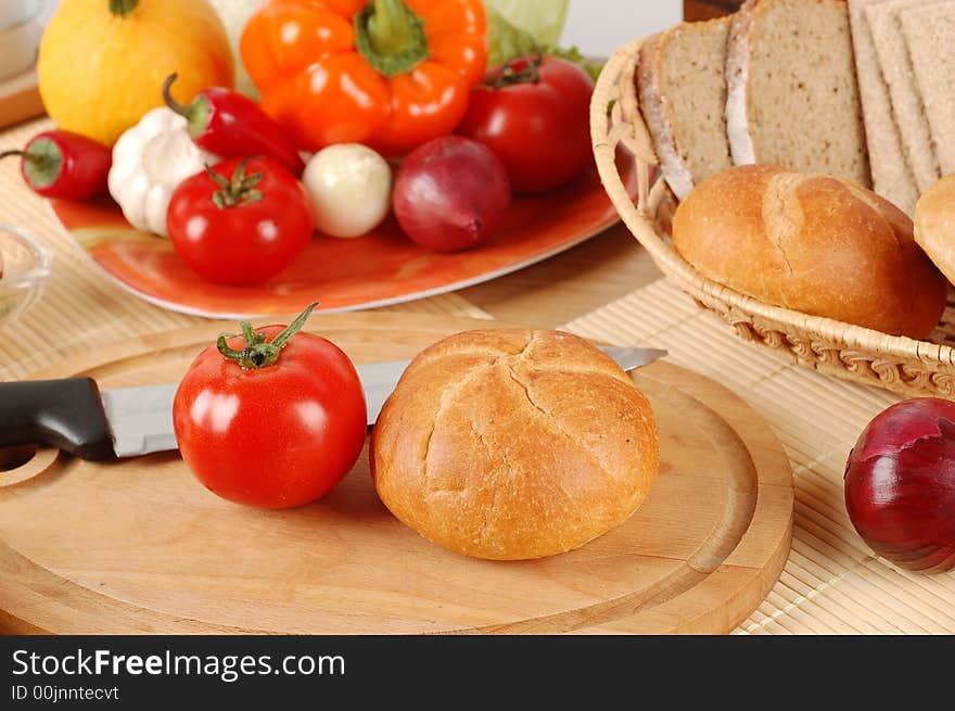 Close-up of fresh bread in basket. Close-up of fresh bread in basket