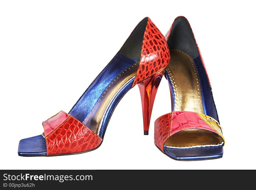 Fashionable female shoes on a high heel