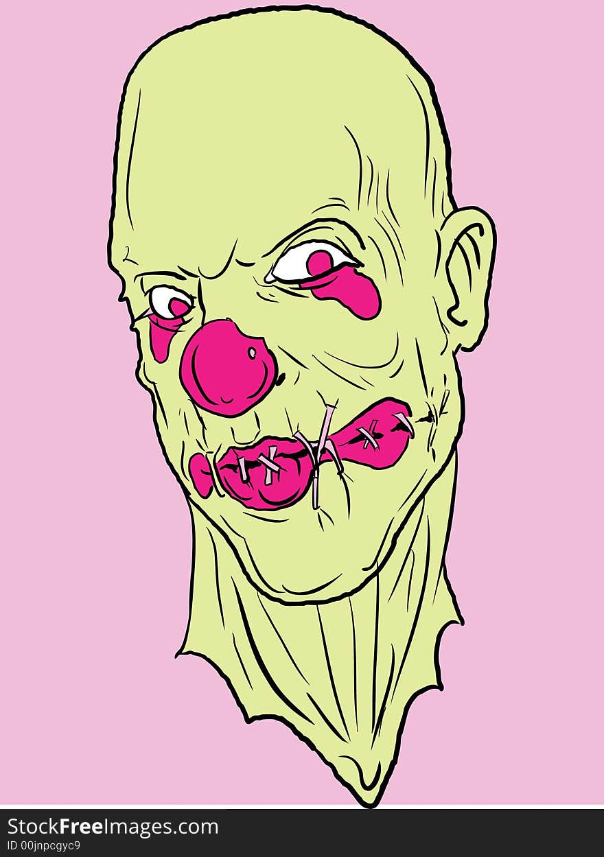 Vector clown with a freak look .