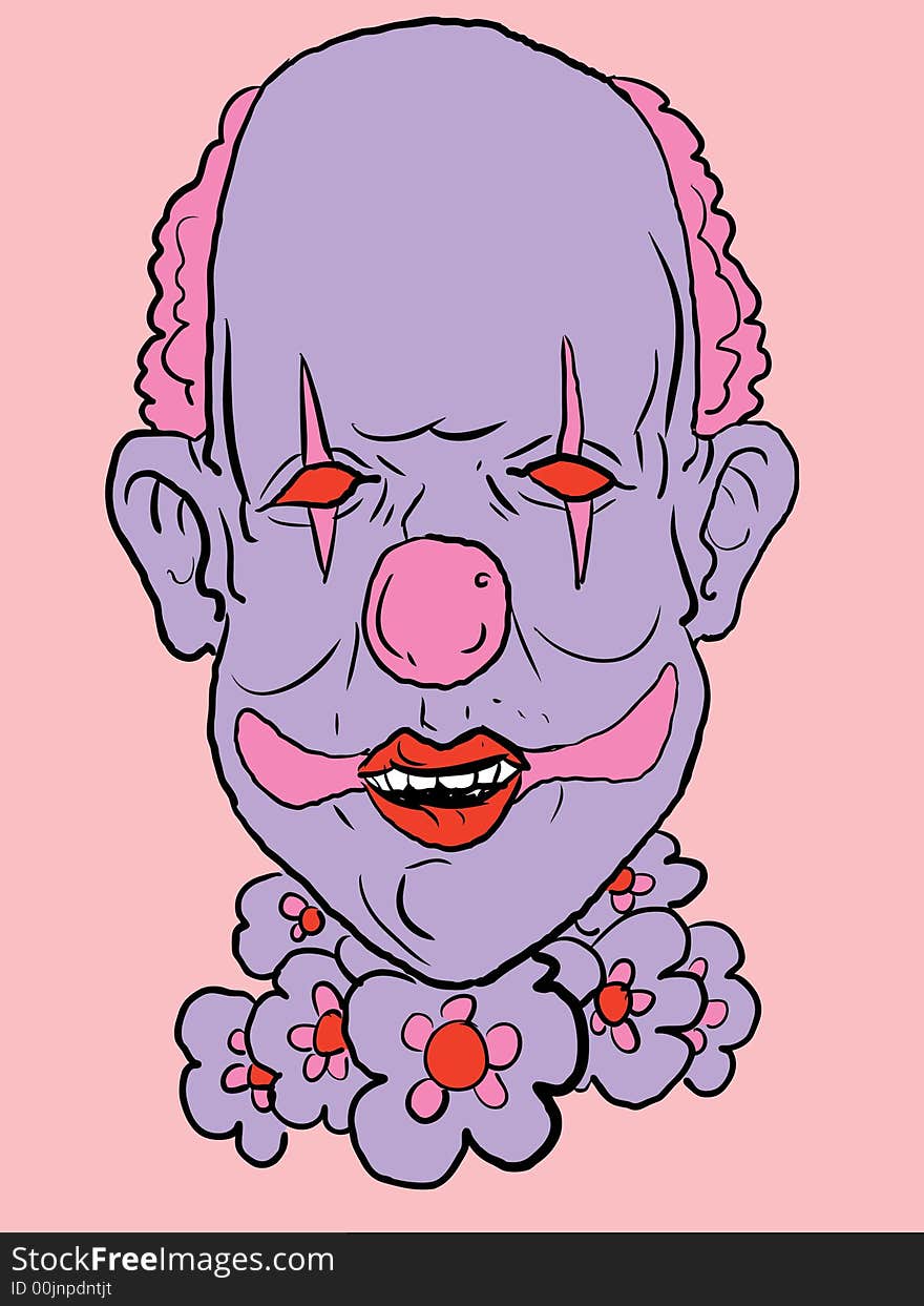 Vector clown with a freak look .