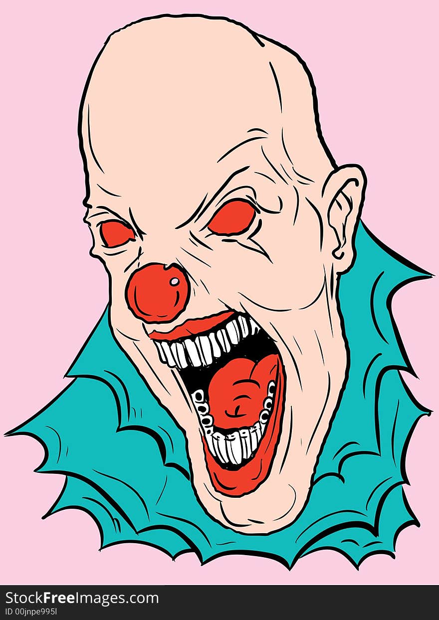 Vector clown with a freak look .