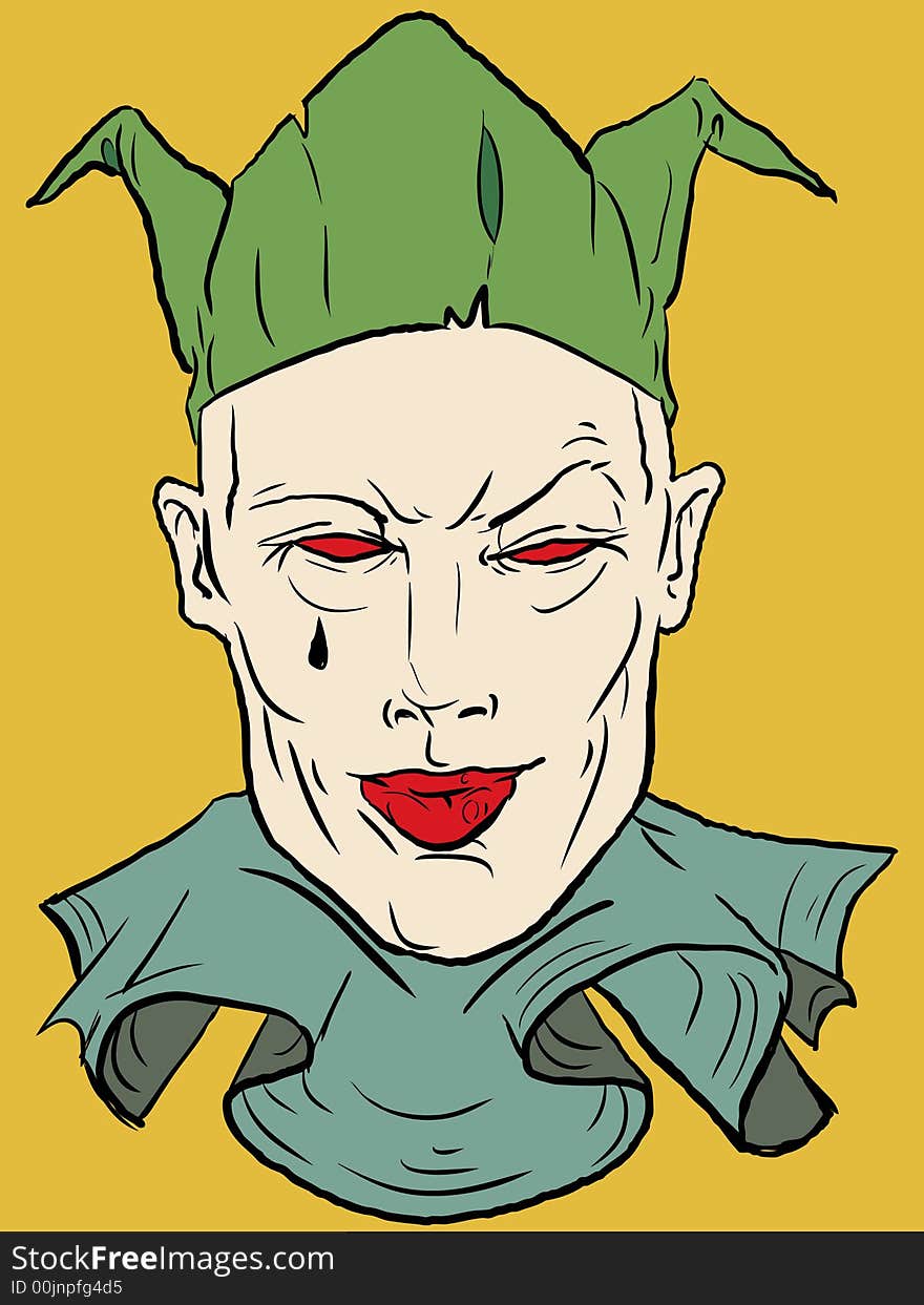 Vector clown with a freak look .