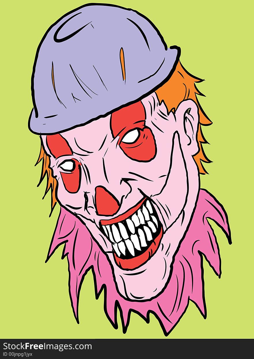 Vector clown with a freak look .