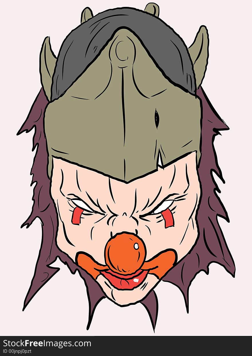 Vector clown with a freak look .