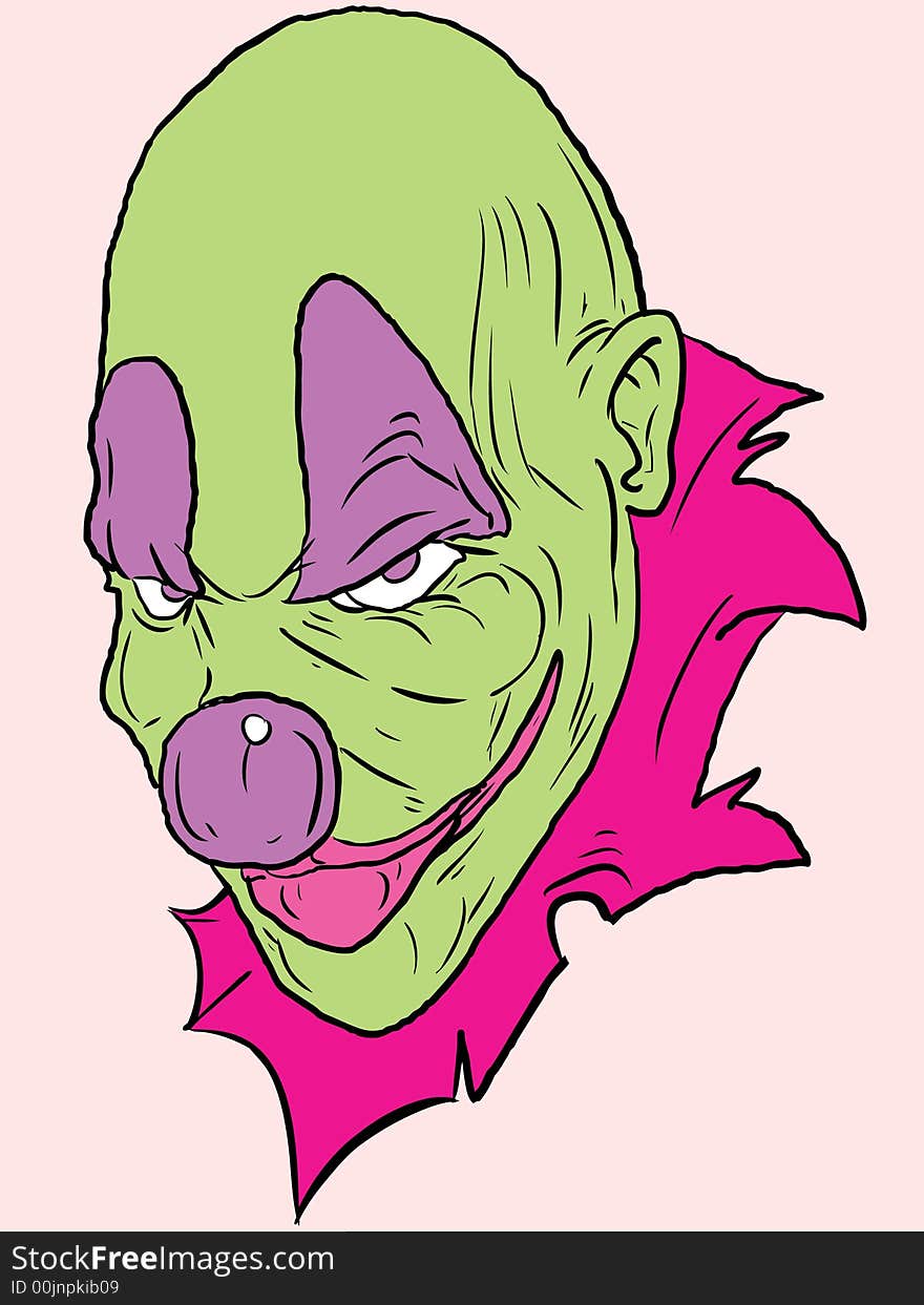 Vector clown with a freak look .