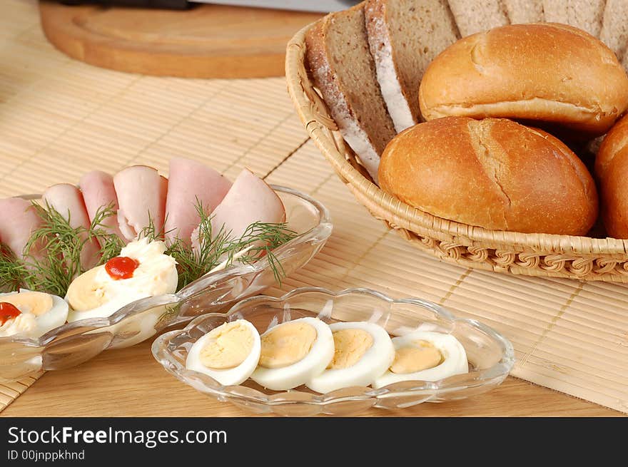 Close-up of fresh bread in basket. Close-up of fresh bread in basket