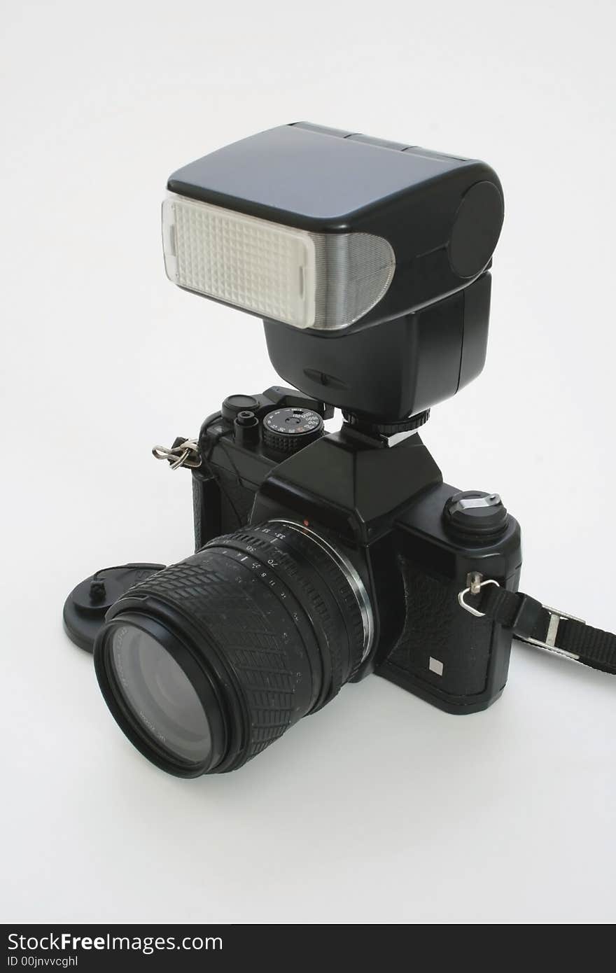 Single lens reflex camera with flash. Single lens reflex camera with flash