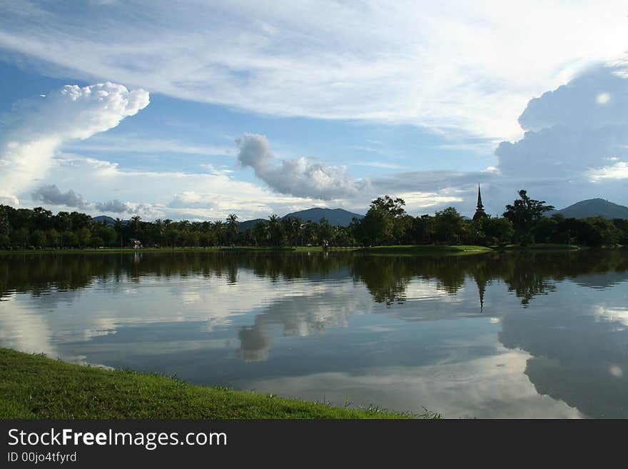 View of the ancient city of Sukhothai in Northern Thailand