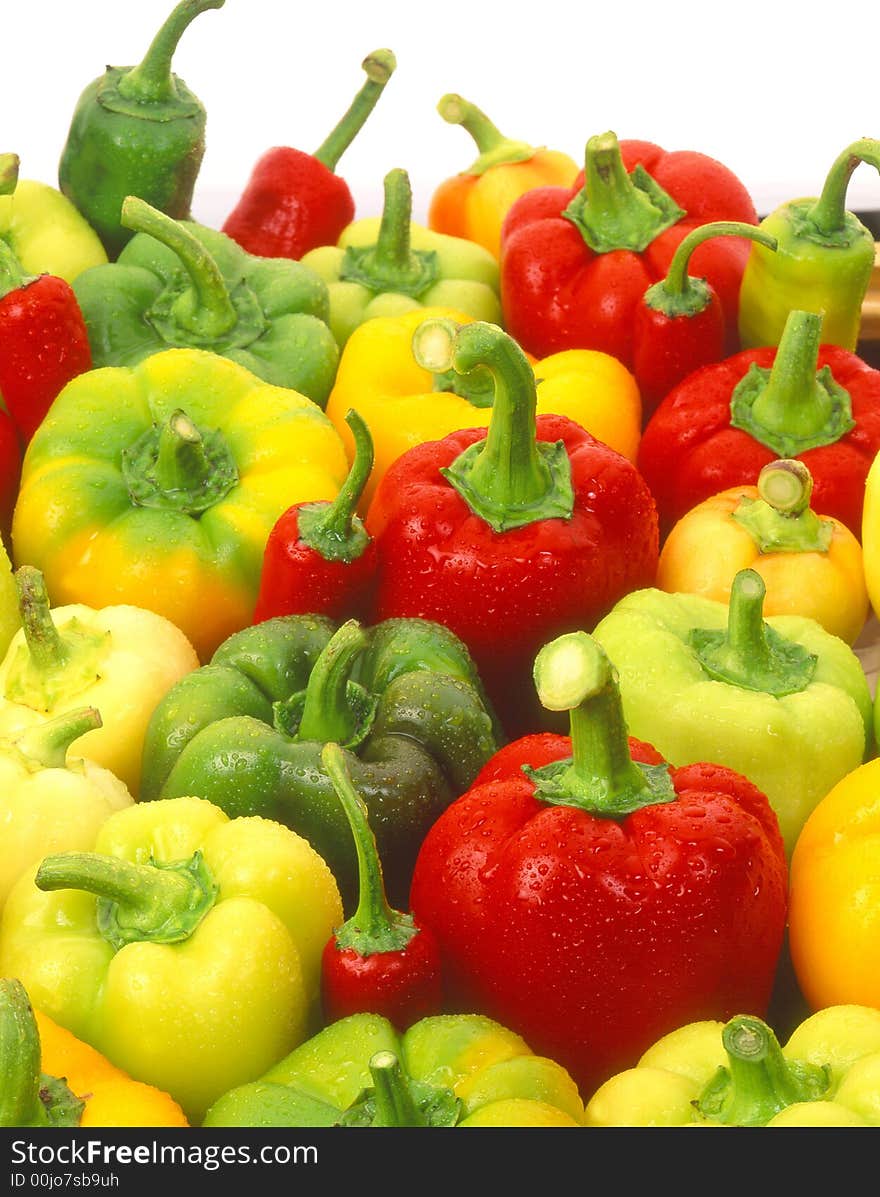 Red yellow pepper on a white background