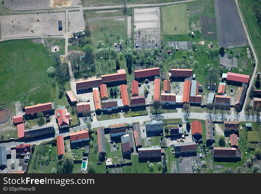 Aerial view of a village