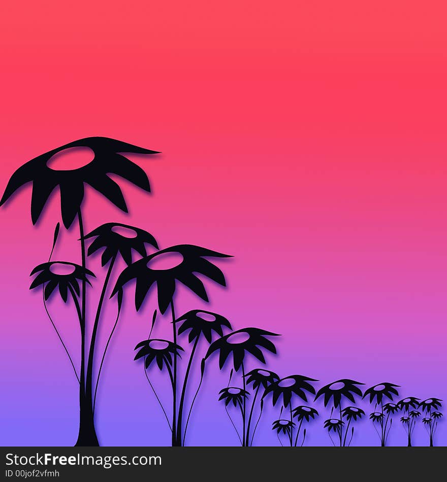 A background  designed in photoshop as if in twilight evening with trees in black shades. A background  designed in photoshop as if in twilight evening with trees in black shades