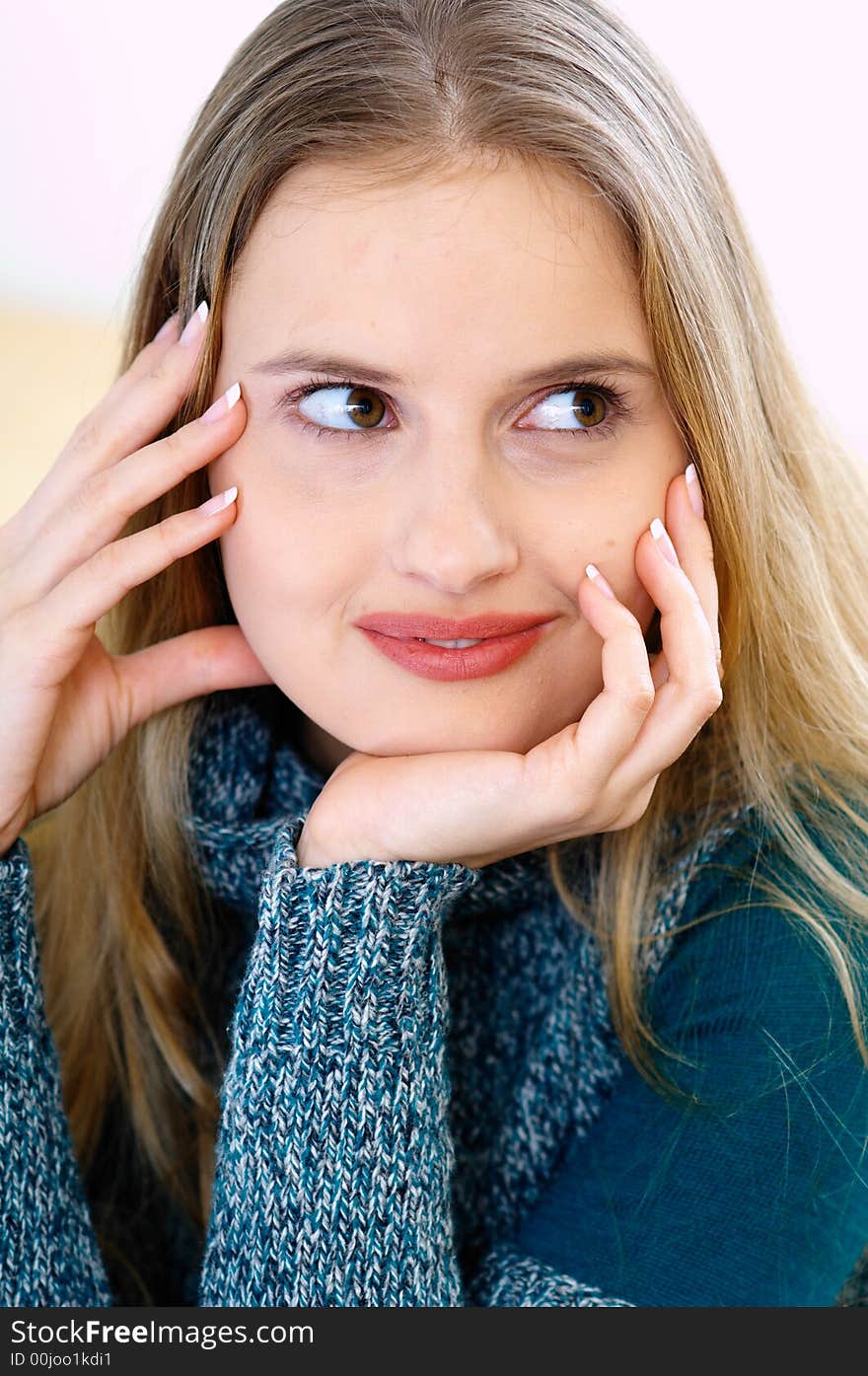 Smiling blond woman