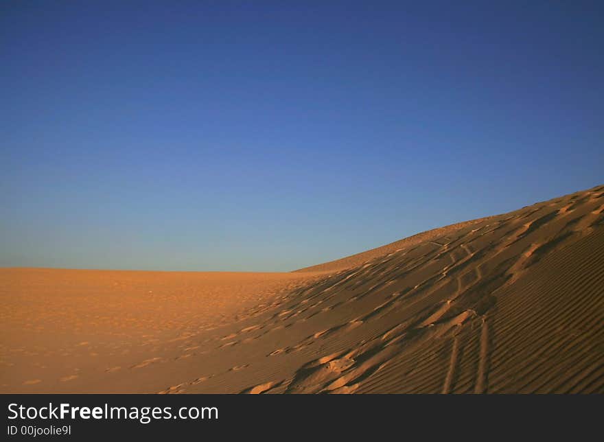 Foot Steps In A Desert