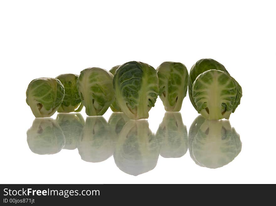 Brussels sprouts isolated over white background. Brussels sprouts isolated over white background