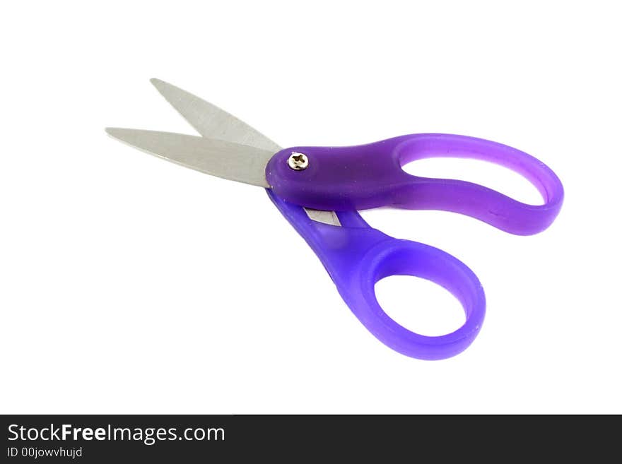 Purple Scissors on a white background