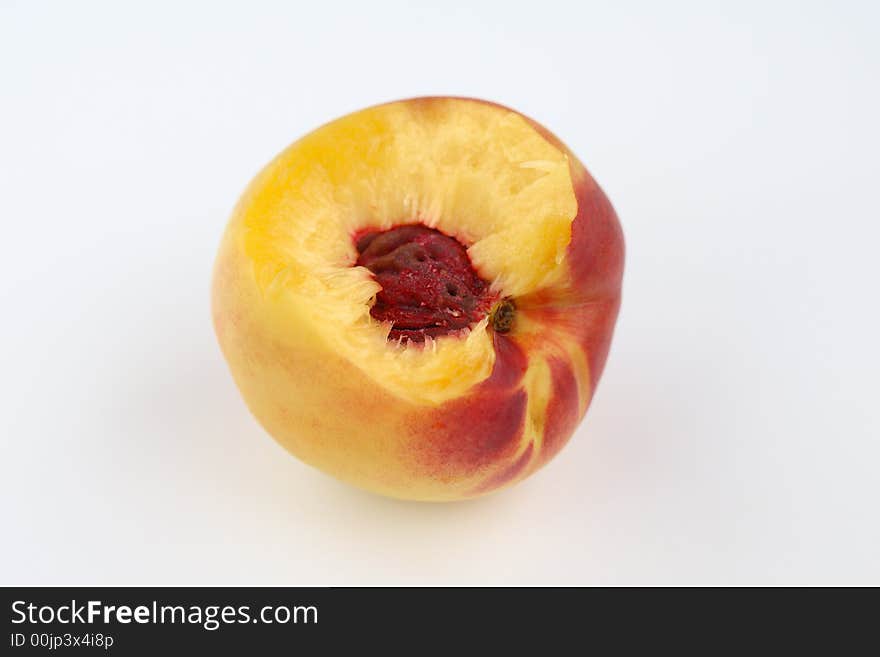 Peach on the white background