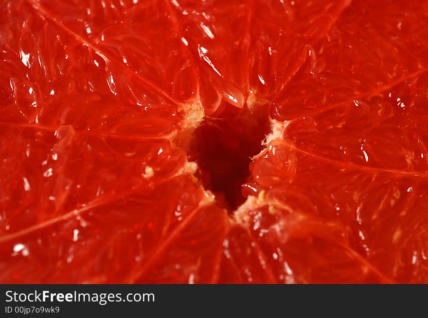 Close-up red grapefruit macro