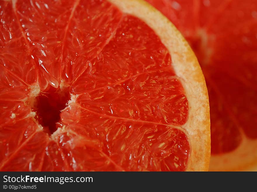 Close-up red grapefruit macro