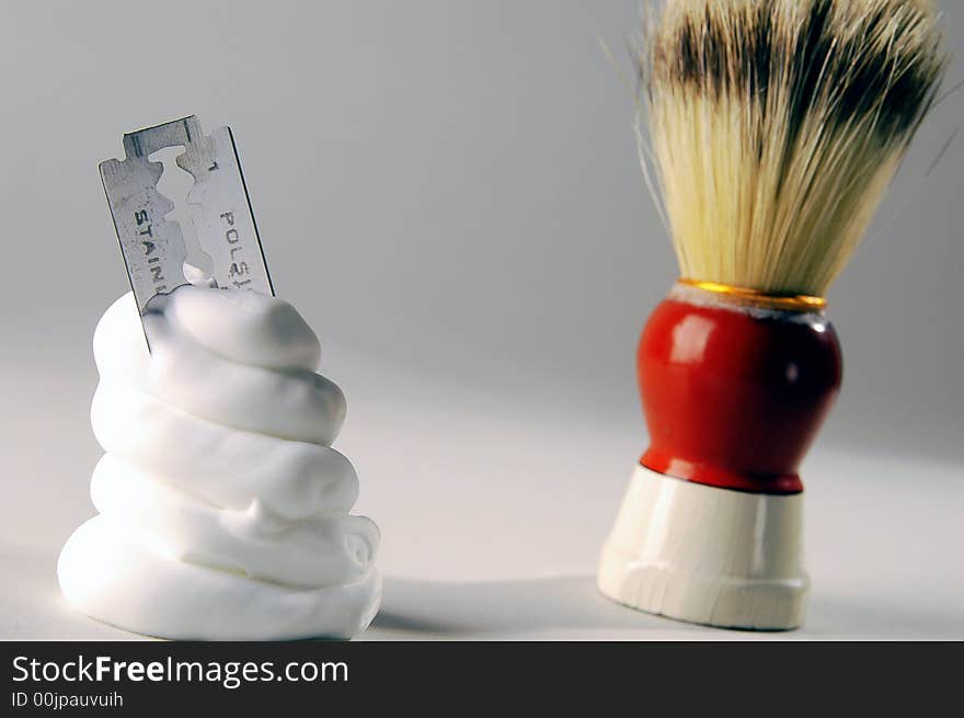 Photo of shaving cream and brush