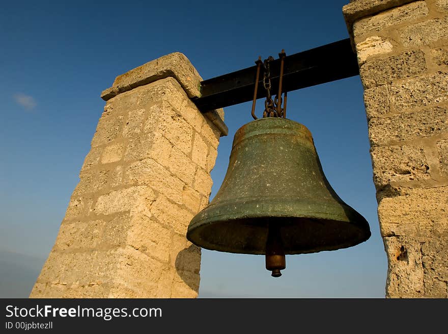 Copper bell from XVIII century on the site of ancient Greek colony of Chersonesus, Crimea, Ukraine. Copper bell from XVIII century on the site of ancient Greek colony of Chersonesus, Crimea, Ukraine