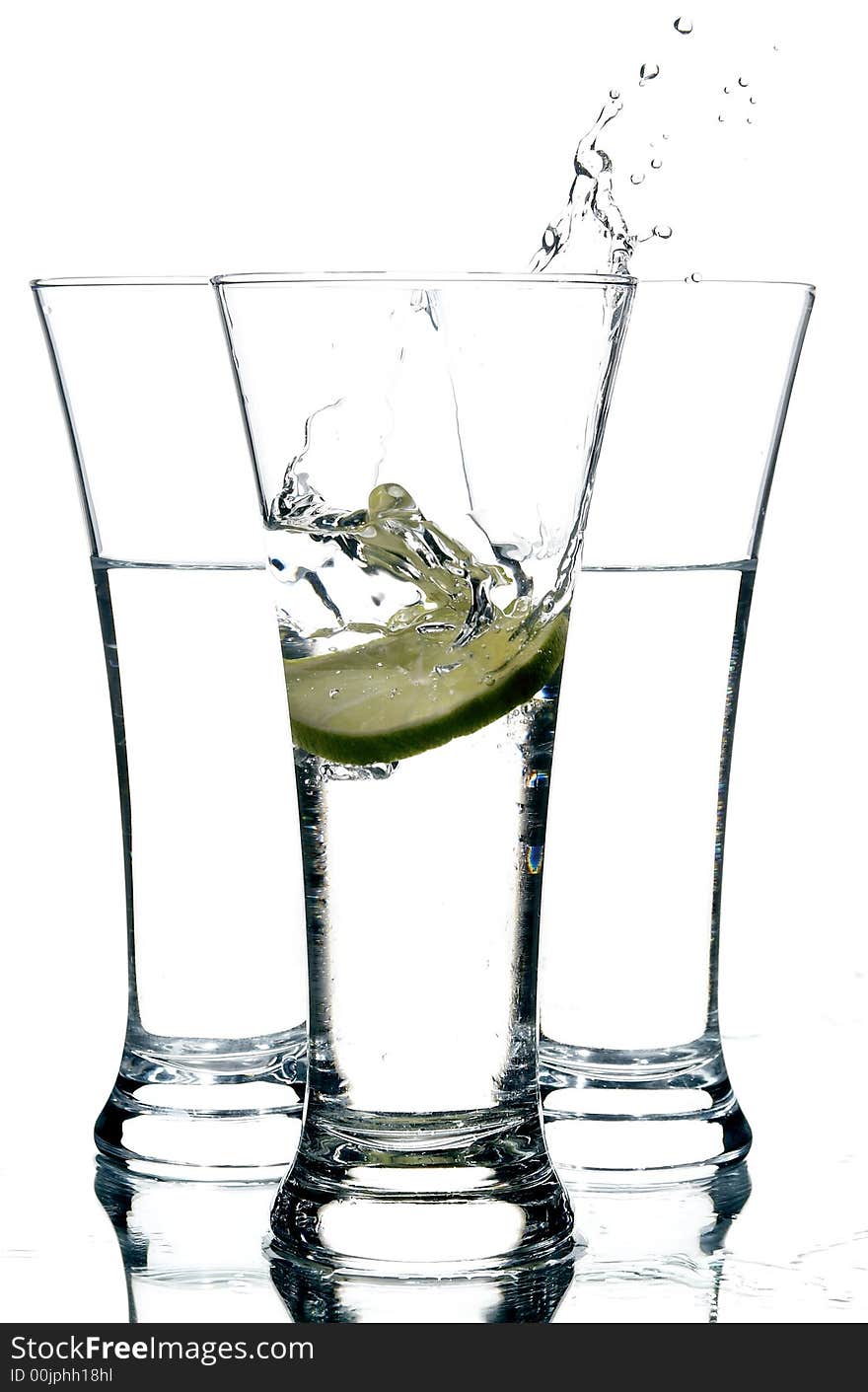 Still life with water and lime