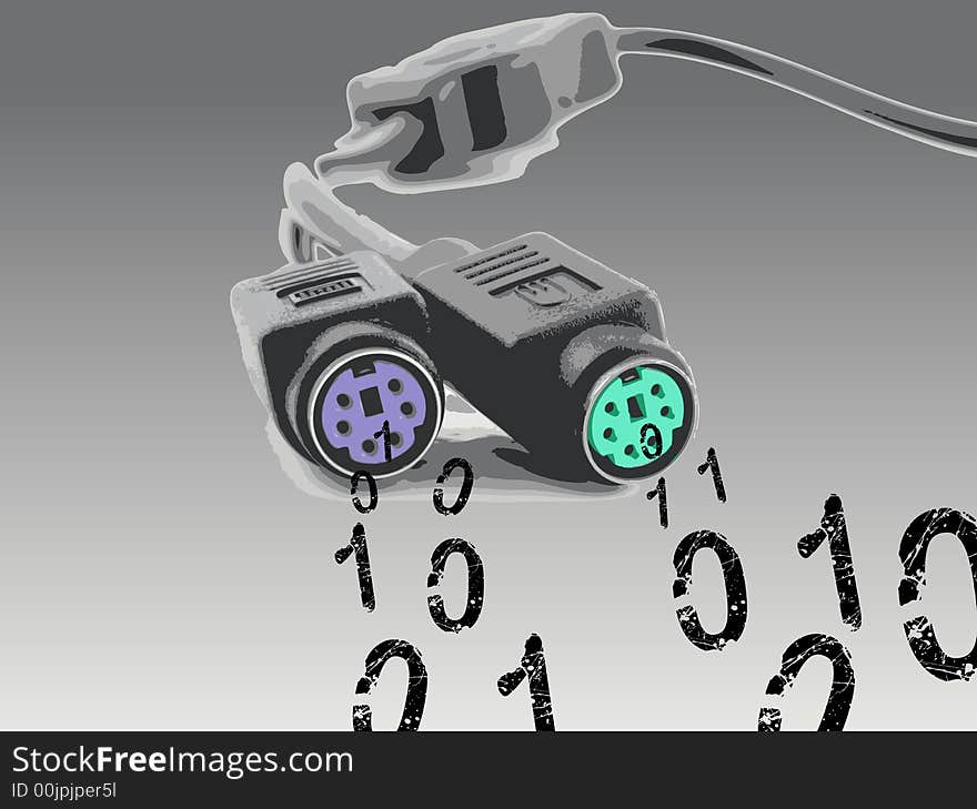 Computer Cable spewing out Binary Numbers (Vector Illustration). Computer Cable spewing out Binary Numbers (Vector Illustration)