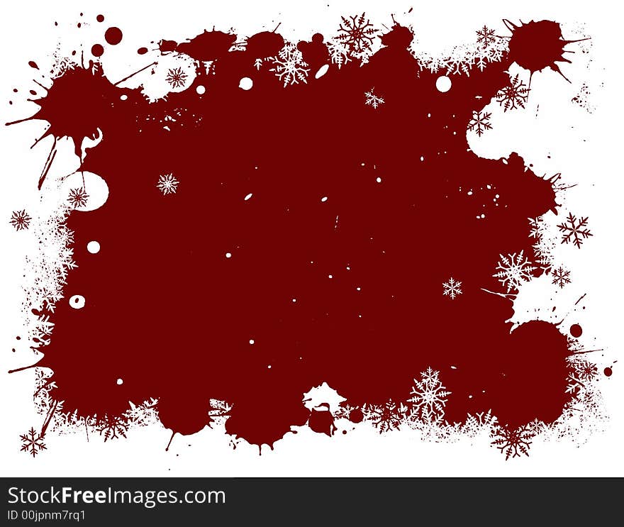 Border of Red and White snowflakes on a Grunge Background. Border of Red and White snowflakes on a Grunge Background